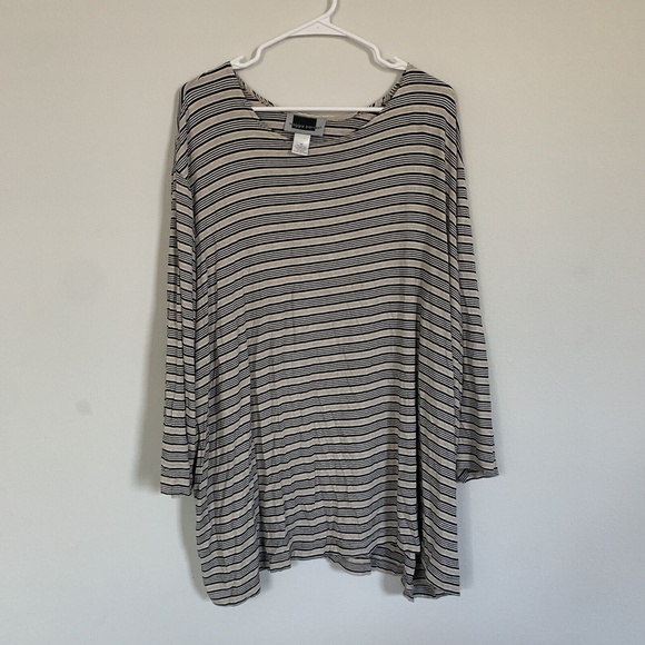 Maggie Barnes Women Plus Size 4X Multicolor Stripe Stretch Top Blouse - Picture 1 of 4